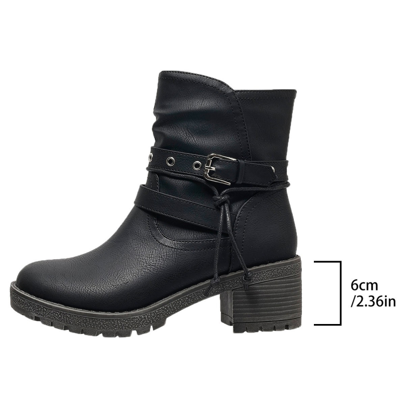 Nove ženske kaubojske čizme s visokom petom do sredine teleta u zapadnom stilu iz 2025., nove retro čizme s debelom petom i kopčom za remen, modne čizme