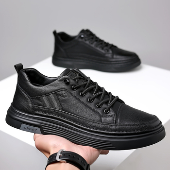 Pánska obuv jar a leto 2025 nový kórejský štýl trendy pravá kože ležérne tenisky pánske mäkké kožené športové kožené topánky s mäkkou podrážkou