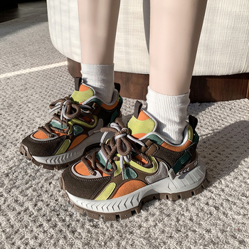 Κορεάτικο στυλ Γυναικείο sneaker Torre με χοντρό κάτω μέρος, Άνοιξη και Φθινόπωρο 2025, Νέο στυλ, Ρετρό, Casual sneaker με μεσαίο τακούνι σε ασορτί χρώματα.
