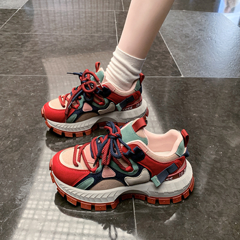 Κορεάτικο στυλ Γυναικείο sneaker Torre με χοντρό κάτω μέρος, Άνοιξη και Φθινόπωρο 2025, Νέο στυλ, Ρετρό, Casual sneaker με μεσαίο τακούνι σε ασορτί χρώματα.