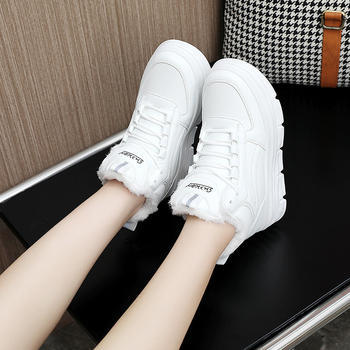W3626 Λευκά Παπούτσια για Γυναίκες 2023 Χειμερινά Νέα Εσωτερικά Παπούτσια για Φοιτητές για Γυναίκες Ins K-Style με Χοντρή Σόλα για Γυναίκες