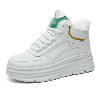 W3626 Λευκά Παπούτσια για Γυναίκες 2023 Χειμερινά Νέα Εσωτερικά Παπούτσια για Φοιτητές για Γυναίκες Ins K-Style με Χοντρή Σόλα για Γυναίκες