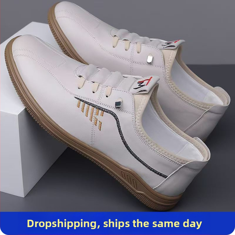 Мъжки кожени обувки с меко дъно, леки, безшовни, за кола, модни бизнес ежедневни обувки Four Seasons, водоустойчиви кожени обувки за мъже