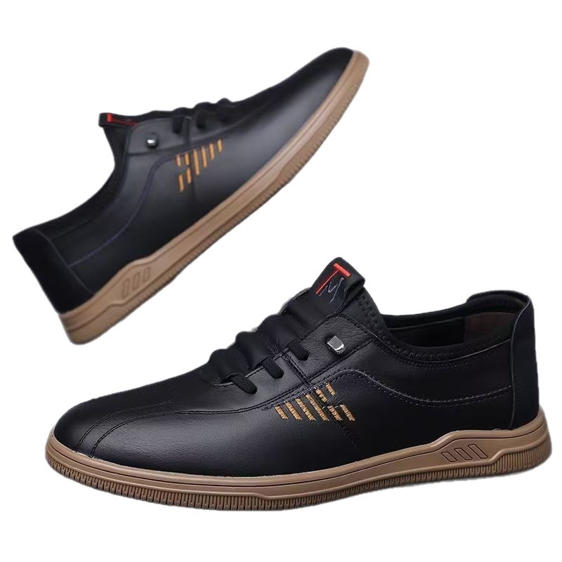 Minkšto dugno odiniai vyriški lengvi užsegami automobilio batai, „Four Seasons“ madingi verslo laisvalaikio batai, vandeniui atsparūs odiniai vyriški batai