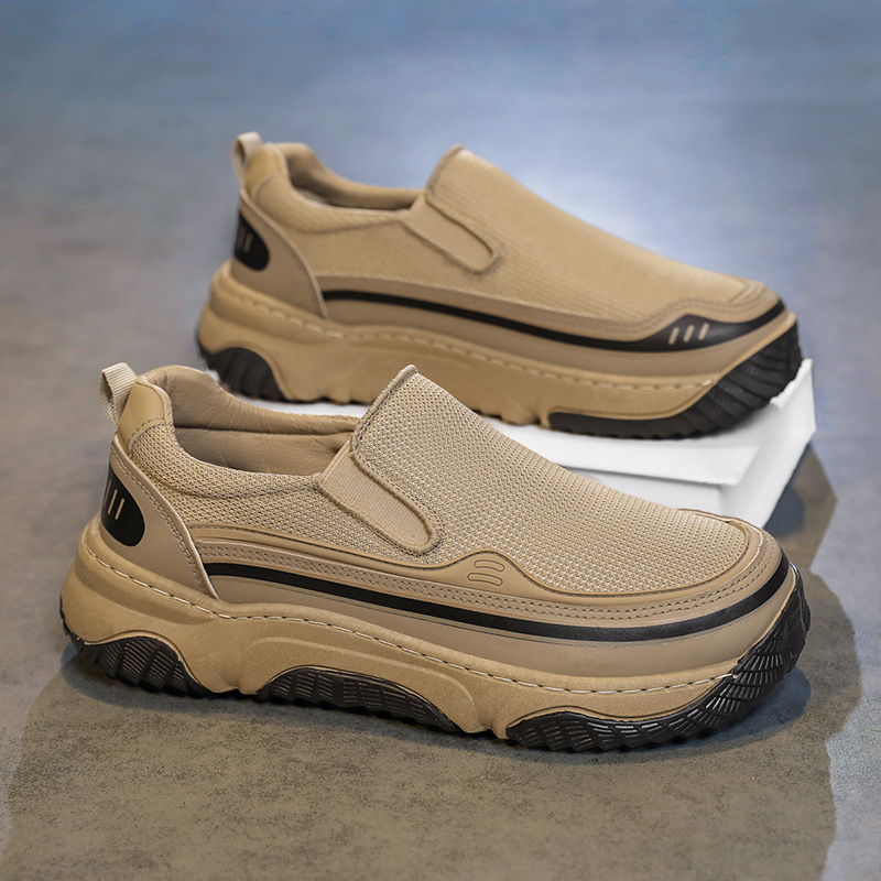 Vyriški „Mango“ batai, 2025 m., nauji, vasariniai, kvėpuojantys, minkštos odos, tinklelio, storo pado, lengvi, universalūs, madingi, laisvalaikio stiliaus klouno batai.
