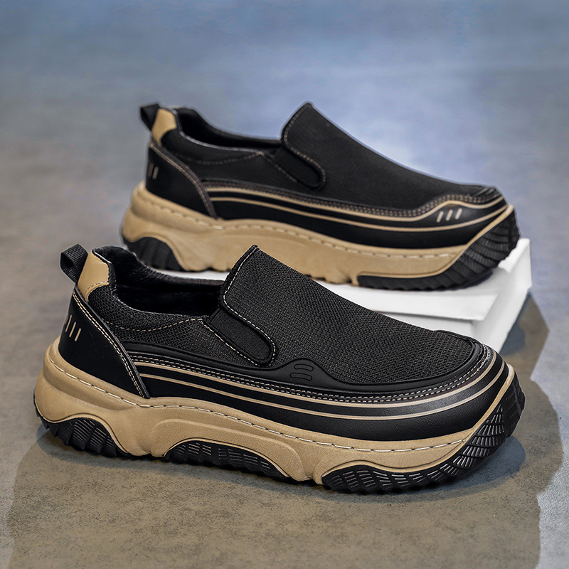 Vyriški „Mango“ batai, 2025 m., nauji, vasariniai, kvėpuojantys, minkštos odos, tinklelio, storo pado, lengvi, universalūs, madingi, laisvalaikio stiliaus klouno batai.