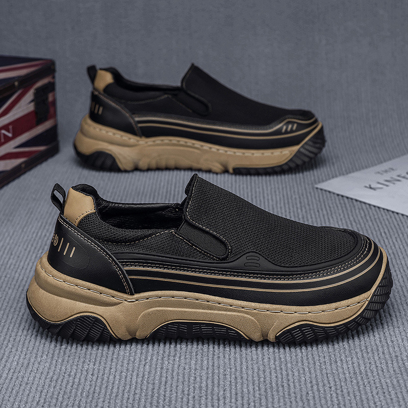 Vyriški „Mango“ batai, 2025 m., nauji, vasariniai, kvėpuojantys, minkštos odos, tinklelio, storo pado, lengvi, universalūs, madingi, laisvalaikio stiliaus klouno batai.