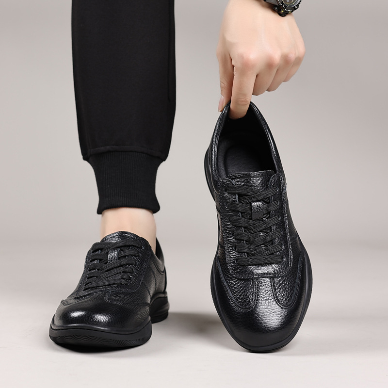 Virskārta govs āda 2025. gada pavasara jauni vīriešu ikdienas ādas apavi no īstas ādas vīriešu elpojoši ādas apavi no mīkstas virsmas vīriešu apavi