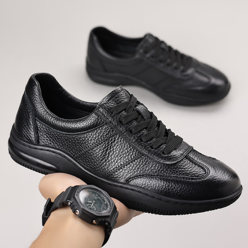 Virskārta govs āda 2025. gada pavasara jauni vīriešu ikdienas ādas apavi no īstas ādas vīriešu elpojoši ādas apavi no mīkstas virsmas vīriešu apavi