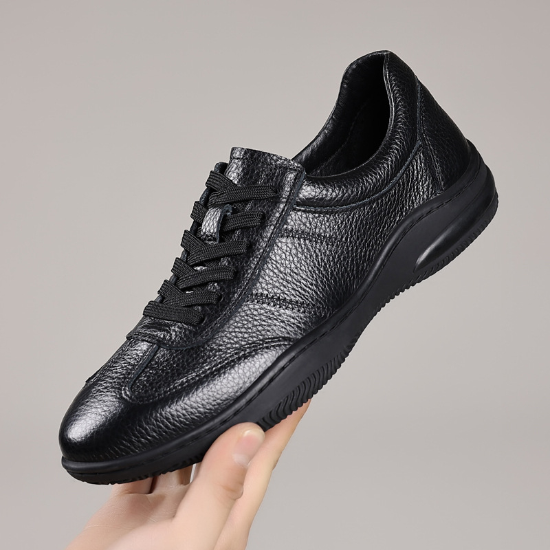 Virskārta govs āda 2025. gada pavasara jauni vīriešu ikdienas ādas apavi no īstas ādas vīriešu elpojoši ādas apavi no mīkstas virsmas vīriešu apavi