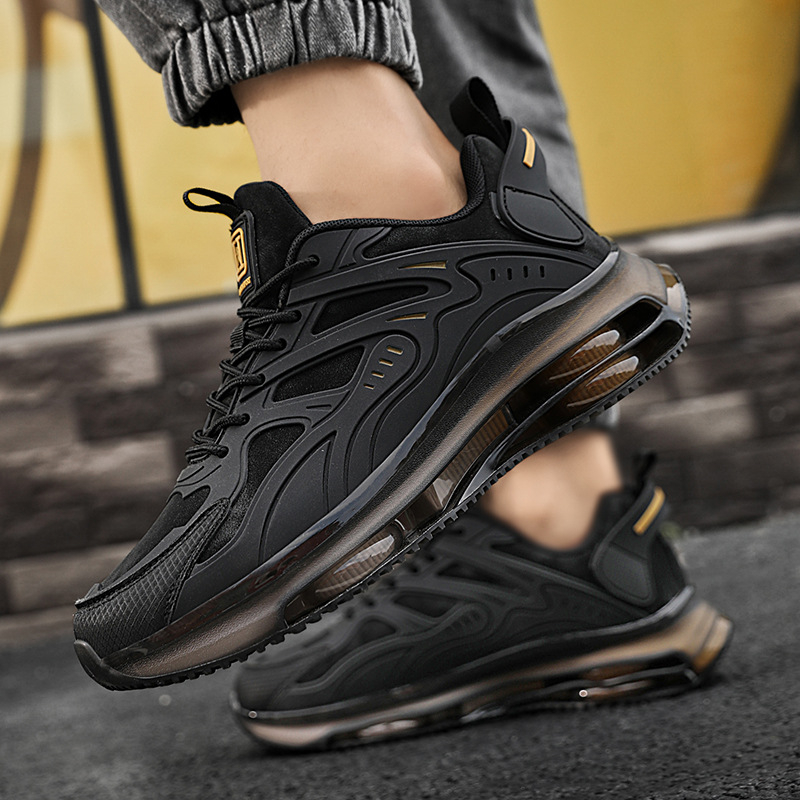 Pantofi sport pentru bărbați Cross-Border 2025, pantofi sport noi pentru patru sezoane, casual, negri, de dimensiuni mari, cu talpă moale și pernă de aer, pentru alergare, la modă