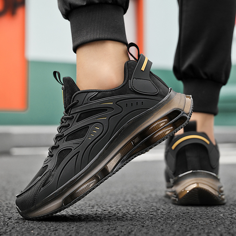Pantofi sport pentru bărbați Cross-Border 2025, pantofi sport noi pentru patru sezoane, casual, negri, de dimensiuni mari, cu talpă moale și pernă de aer, pentru alergare, la modă