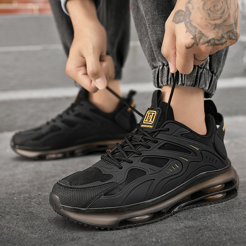 Pantofi sport pentru bărbați Cross-Border 2025, pantofi sport noi pentru patru sezoane, casual, negri, de dimensiuni mari, cu talpă moale și pernă de aer, pentru alergare, la modă
