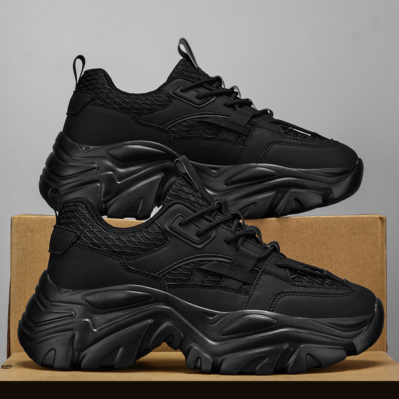 Pantofi sport pentru bărbați, pantofi sport cu talpă groasă, respirabili, la modă, negri, la modă, pentru bărbați Torre