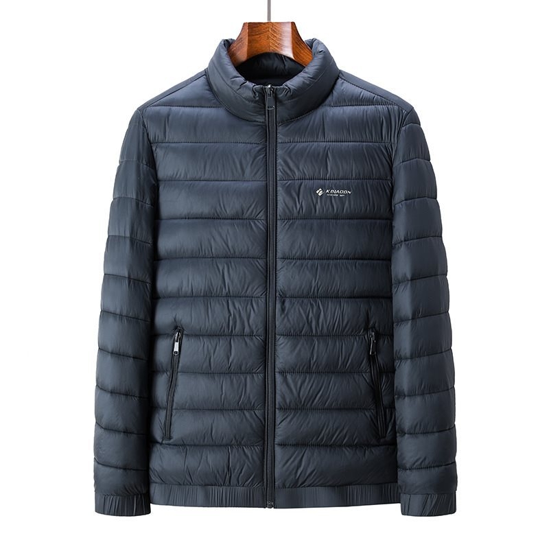 Jachetă de iarnă pentru bărbați, cu guler înalt, căptușită, cu bumbac, caldă, cu guler înalt, nouă, 2025