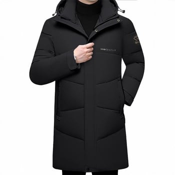 Jachetă cu glugă, culoare solidă, casual, căptușită cu bumbac, pentru bărbați, tineri și de vârstă mijlocie, iarna 2024, haine de iarnă noi, căptușită cu bumbac, jachetă căptușită cu bumbac pentru tați