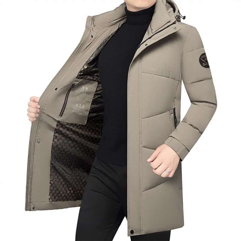 Jachetă cu glugă, culoare solidă, casual, căptușită cu bumbac, pentru bărbați, tineri și de vârstă mijlocie, iarna 2024, haine de iarnă noi, căptușită cu bumbac, jachetă căptușită cu bumbac pentru tați