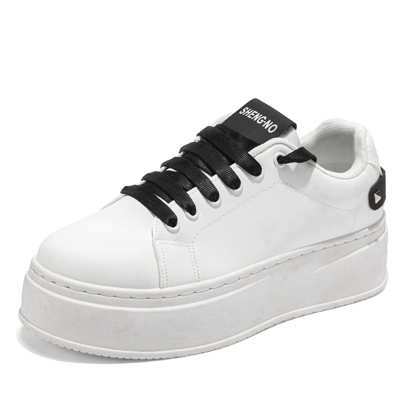 Pantofi de vară pentru bărbați, pantofi albi respirabili, la modă, cu talpă groasă, care cresc înălțimea, pantofi casual, pantofi la modă