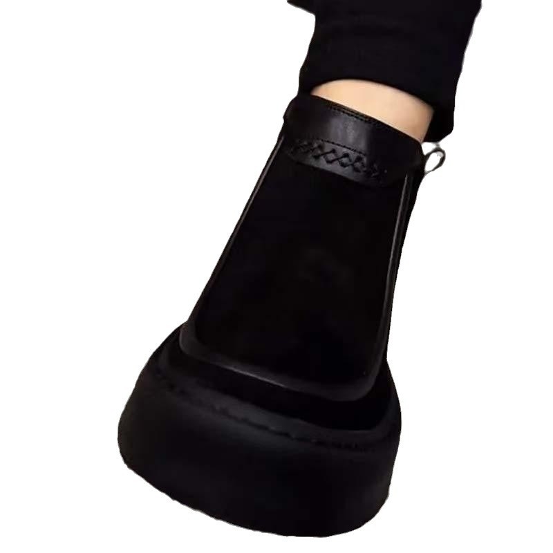 Muške cipele za jesen i zimu 2025., nove niske ležerne kožne cipele s debelim potplatom, svestrane martin čizme, kratke čizme, pamučne cipele s flis podstavom za muškarce