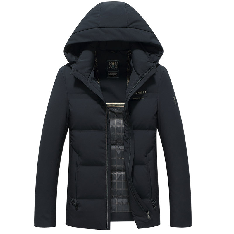 Vyriška pūkinė striukė su nuimama kepure, madingas miesto stiliaus, ančių pūkų, 2024 m. rudens/žiemos stilius