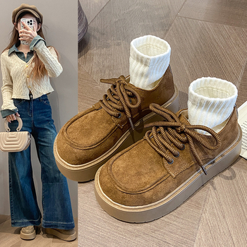 Γυναικεία Μοκασίνια Άνοιξη 2025, Νέο Στυλ, Πλατφόρμα, Μπλούζα Birkenneth, Μεσαίο Τακούνι, Καθημερινά, Δερμάτινα Παπούτσια με Χοντρό Σόλα και Μονή Επίστρωση για Γυναίκες