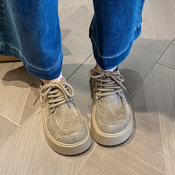 Γυναικεία Μοκασίνια Άνοιξη 2025, Νέο Στυλ, Πλατφόρμα, Μπλούζα Birkenneth, Μεσαίο Τακούνι, Καθημερινά, Δερμάτινα Παπούτσια με Χοντρό Σόλα και Μονή Επίστρωση για Γυναίκες