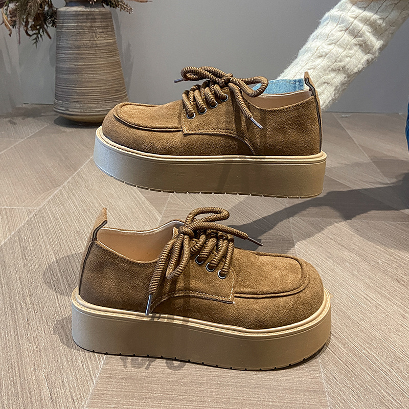 Modne mokasine za žene, proljeće 2025., novi stil, platforma, donja peta, Birkenneth cipele, ležerne, s vezicama, debelim potplatom, jednoslojne cipele za žene