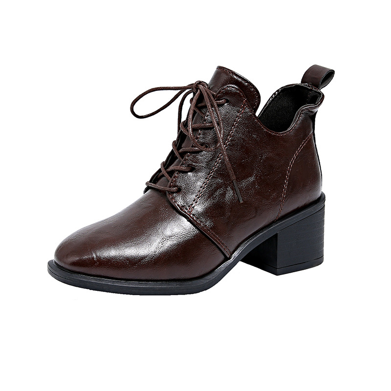 Retro Martin čizme s debelom petom i čipkom, šiljaste, zimske 2024., nove, plus veličine, britanske modne čizme 43