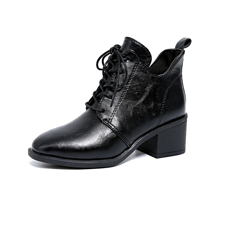 Retro Martin čizme s debelom petom i čipkom, šiljaste, zimske 2024., nove, plus veličine, britanske modne čizme 43