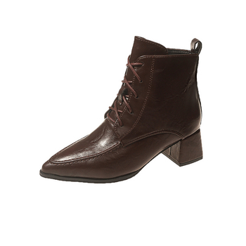 Mărimea 35-42 plus mărime pantofi pentru femei stil retro cu vârful ascuțit șireturi cizme Martin pentru femei toamna și iarna noi ghete la gleznă cizme cu toc gros la gleznă