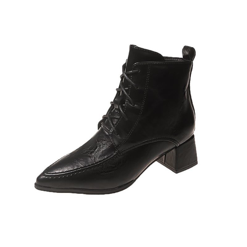 Mărimea 35-42 plus mărime pantofi pentru femei stil retro cu vârful ascuțit șireturi cizme Martin pentru femei toamna și iarna noi ghete la gleznă cizme cu toc gros la gleznă