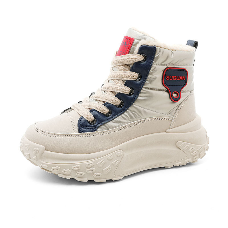 Pantofi K6719 pentru femei, pantofi noi de toamnă și de iarnă 2024, pantofi călduroși cu talpă groasă și căptușeală din fleece, pantofi din bumbac mărit