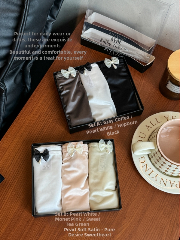 Seksikas pitsist väike õõnes Pure Desire hingav jalgevahega aluspesu prantsuse satiinist mugavad keskmise vöökohaga aluspüksid kinkekarbis