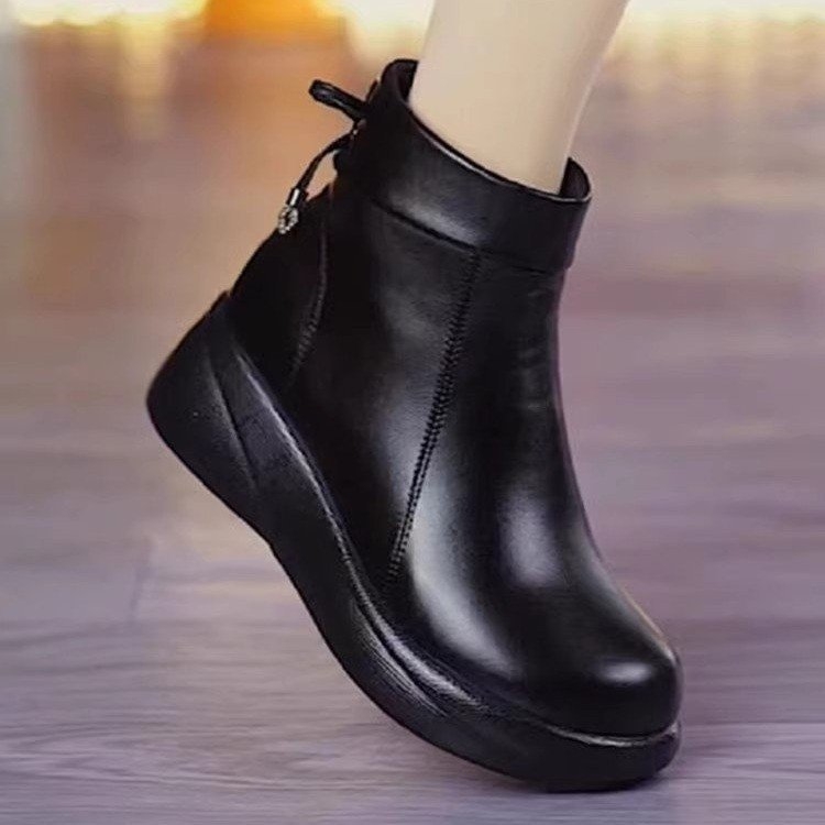 Prekogranične jesenske i zimske nove kratke čizme s flis podstavom za žene srednjih godina, s debelim dnom, neklizajuće, tvorničke veleprodajne martin čizme