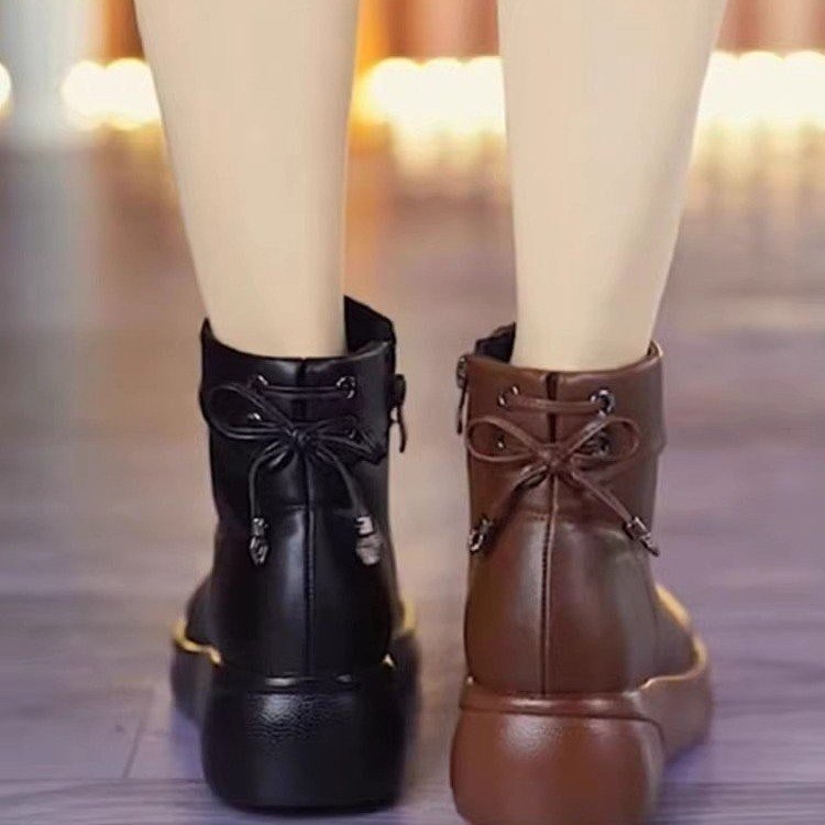 Prekogranične jesenske i zimske nove kratke čizme s flis podstavom za žene srednjih godina, s debelim dnom, neklizajuće, tvorničke veleprodajne martin čizme