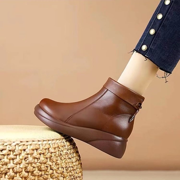 Prekogranične jesenske i zimske nove kratke čizme s flis podstavom za žene srednjih godina, s debelim dnom, neklizajuće, tvorničke veleprodajne martin čizme