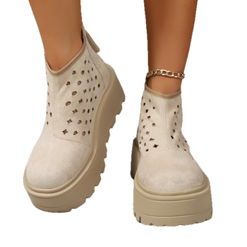 Γυναικεία ψηλοτάκουνα μποτάκια με χοντρή σόλα, ελαφριά και με τρύπα στο τοίχωμα, καλοκαίρι 2025, νέα, ευέλικτα, casual, αθλητικά, γυναικεία παπούτσια με φερμουάρ στο πίσω μέρος