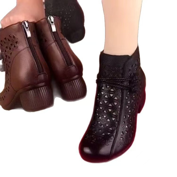 Retro stiliaus vasarinės basutės su apvaliomis nosimis, minkštu padu, laisvalaikio basutės, universalūs, mamos rašto, kvėpuojantys, trumpi batai moterims.