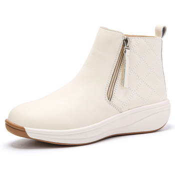 Λευκές μπότες εξωτερικού εμπορίου γυναικών 2024 άνοιξη και φθινόπωρο Νέες χοντρές μπότες Martins με μαλακή σόλα, χωρίς κουρά, κοντές μπότες με σφήνα, γυναικεία παπούτσια μονής στρώσης