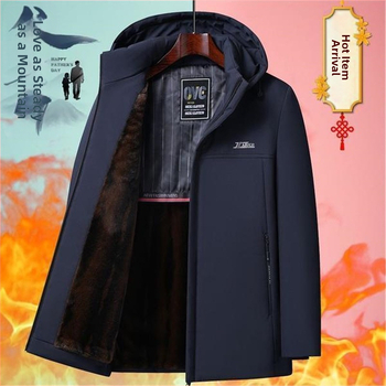 Jachetă caldă de iarnă pentru bărbați, de vârstă mijlocie, din catifea aurie de nurcă, rezistentă la vânt, casual, caldă, depășiți, îngroșată, cu bumbac căptușit