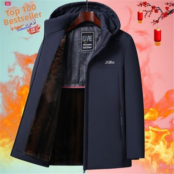 Jachetă caldă de iarnă pentru bărbați, de vârstă mijlocie, din catifea aurie de nurcă, rezistentă la vânt, casual, caldă, depășiți, îngroșată, cu bumbac căptușit