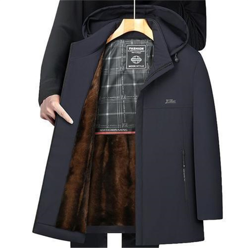 Jachetă caldă de iarnă pentru bărbați, de vârstă mijlocie, din catifea aurie de nurcă, rezistentă la vânt, casual, caldă, depășiți, îngroșată, cu bumbac căptușit