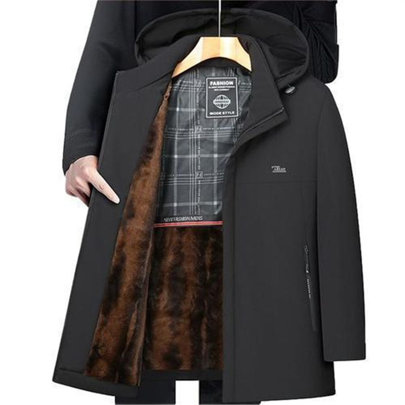 Jachetă caldă de iarnă pentru bărbați, de vârstă mijlocie, din catifea aurie de nurcă, rezistentă la vânt, casual, caldă, depășiți, îngroșată, cu bumbac căptușit