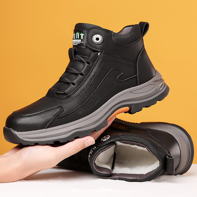 Tvornica direktno zimske muške tople cipele s flis podstavom, debelim potplatom, neklizajuće čizme za alat, modne Martin čizme