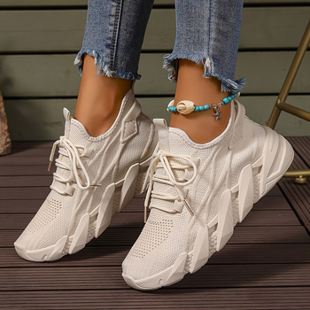 Temu Cross-Border Δημοφιλή Γυναικεία Αθλητικά Παπούτσια Blade Pure Color, Αναπνέοντα Παπούτσια για Τρέξιμο με Δαντέλα και Υφασμάτινα Παπούτσια