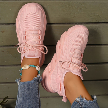 Temu Cross-Border Δημοφιλή Γυναικεία Αθλητικά Παπούτσια Blade Pure Color, Αναπνέοντα Παπούτσια για Τρέξιμο με Δαντέλα και Υφασμάτινα Παπούτσια