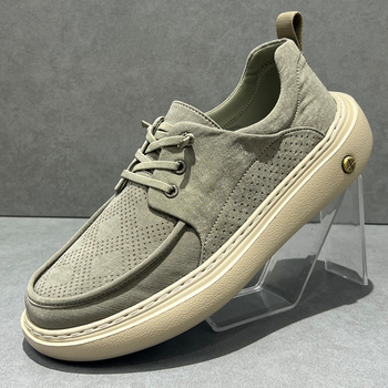 Pavasara un vasaras vīriešu apavi, elpojoši, ledus zīda auduma apavi, 2025. gada jauni ikdienas apavi, vīriešu mīksta zole, elpojoši, viegli, bieza zole, moderni dēļu apavi