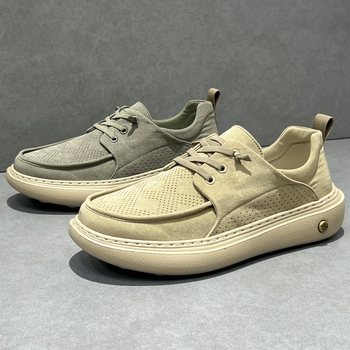 Pavasara un vasaras vīriešu apavi, elpojoši, ledus zīda auduma apavi, 2025. gada jauni ikdienas apavi, vīriešu mīksta zole, elpojoši, viegli, bieza zole, moderni dēļu apavi
