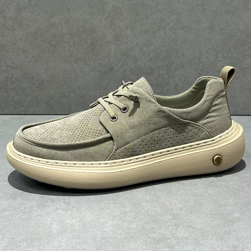 Pavasara un vasaras vīriešu apavi, elpojoši, ledus zīda auduma apavi, 2025. gada jauni ikdienas apavi, vīriešu mīksta zole, elpojoši, viegli, bieza zole, moderni dēļu apavi