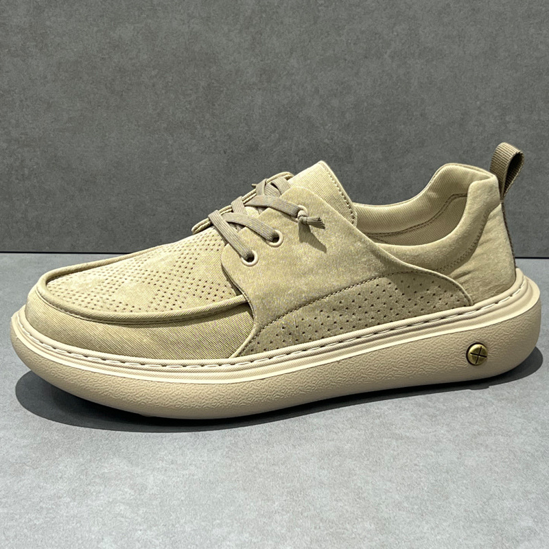 Pavasara un vasaras vīriešu apavi, elpojoši, ledus zīda auduma apavi, 2025. gada jauni ikdienas apavi, vīriešu mīksta zole, elpojoši, viegli, bieza zole, moderni dēļu apavi